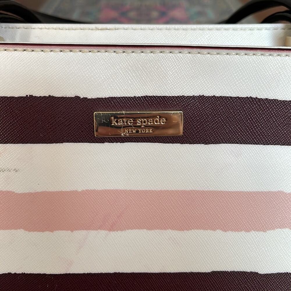 Kate Spade Grant Street Jules Grainy striped vinyl shoulder bag tote - Picture 2 of 8